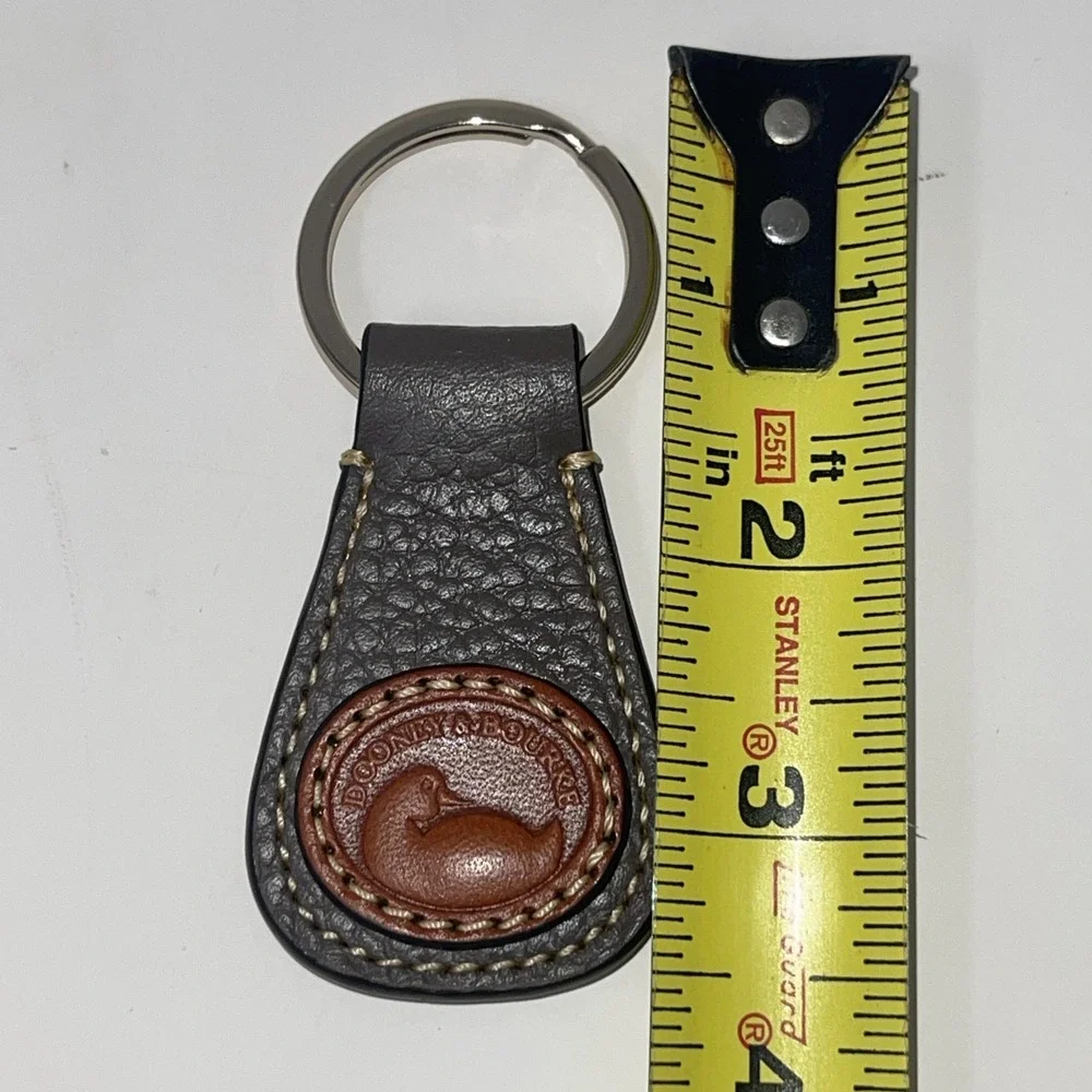 Rare VTG Dooney & Bourke 1990s Key Ring Fob Taupe Brown Leather Duck‎ Seal